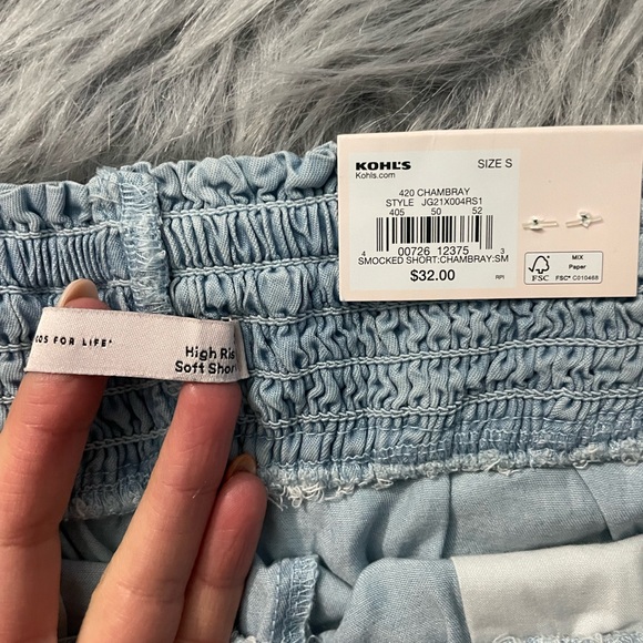 NWT Kohl's Light Blue High Waist Women's Shorts - Picture 3 of 7